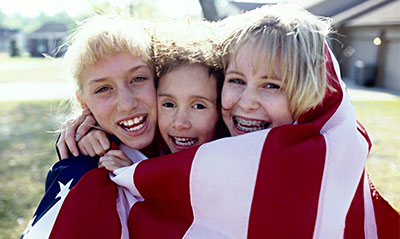 Children in American flag